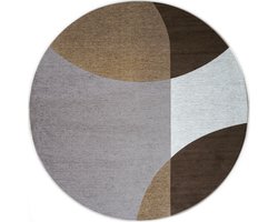 Vloerkleed Eli Brown ø200 cm - Design Vloerkleed met Organisch Patroon – Modern / Scandinavisch Interieur
