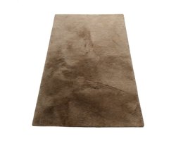 Vloerkleed hoogpolig taupe tapijt 200x300cm vloerbedekking