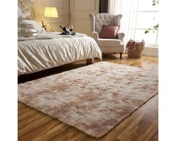 Vloerkleed - Hoogpolig Woonkamer Tapijt - Wasbaar Antislip - Modern Wollig Behaaglijk Tapijt - Voor Woonkamer, Slaapkamer, Kinderkamer - Zacht en Onderhoudsvriendelijk - 300 x 200 cm - Beige