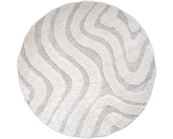 Vloerkleed Isa Cream 260 - Rond ø200 cm - Design Hoog-Laag Vloerkleed in Scandinavische / Japandi Stijl