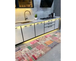 Vloerkleed Keukenloper 65x180cm - Patchwork patroon - Halloper - Wasbaar Antislip Zacht Tapijt