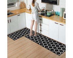 Vloerkleed Keukenloper set 65x180 & 60x100 cm - Deurmat binnen - Halloper set - Ogea patroon - Wasbaar Antislip Zacht Tapijt