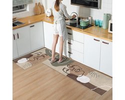 Vloerkleed Keukenloper set 65x180 & 60x100 cm - Deurmat binnen - Halloper set - Vrouwensilhouet - Wasbaar Antislip Zacht Tapijt