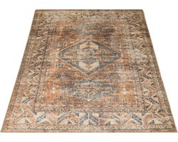 Vloerkleed Laria Blue 1 - 200 x 290 cm - Laagpolig – Vintage / Klassiek Medaillon
