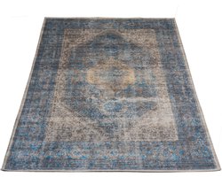 Vloerkleed Madel Groen/Blauw 160 x 230 cm - Laagpolig Synthetisch Vloerkleed – Vintage / Oosters Design