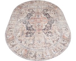 Vloerkleed Mahal Beige 00 - Ovaal 200 x 290 cm - Vintage Design Ovaal Vloerkleed met Klassiek Ornamentenpatroon