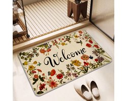 Vloerkleed - Modern Tapijt - Deurmat - Lente Bloemen Welkomstmat - Wasbaar Tapijt – Antislip Deurmat voor Binnen en Buiten – Stijlvolle Bloemen Home Decor Mat - 50x80cm