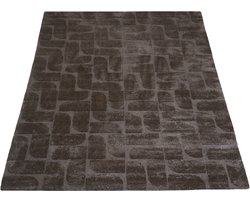 Vloerkleed Nala Bruin - 240 x 340 cm - Design Hoog-Laag Vloerkleed in Scandinavische / Japandi / Hotel Chique Stijl