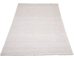 Vloerkleed Nieuw Zeeland Wit 240 x 340 cm - Wollen Design Vloerkleed met Stone Structuur in Scandinavische / Japandi Stijl