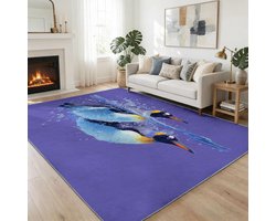 Vloerkleed Pinguïn - Zacht kleed deurmat - Woonkamer decoratie - Antislip onderkant - 120 x 170 cm - Violet Meerkleurig