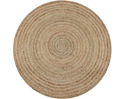 Vloerkleed rond gevlochten jute 150 cm | Rond Tapijt – Bamboe – Natuurlijke jute kleur | Decoratie woonkamer - slaapkamer