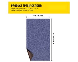Vloerkleed Tapijt - Loper - Afmeting 1,8 x 16 m - Zacht Pluche Fleece - Effen Kleur - Scandinavisch Design - Voor Slaapkamer en Woonkamer - Blauw