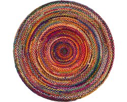 Vloerkleed van Jute en Gerecycled Katoen - Rond - 120 cm