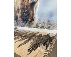 Vloerkleed - Vloerkleed Wavy - Carpet - By Boo - Wit - zwart - kartoenen kleed - karpet - rechthoekig