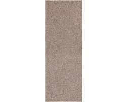 Vloerkleed voor binnen en buiten, Antislip - Uni Taupe Beige - 80cm x 220cm - Balkon Terras Keuken, UV- en Weersbestendig, Modern Tuintapijt