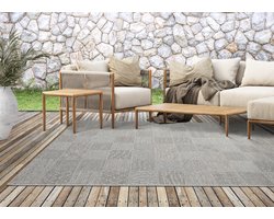 Vloerkleed voor buiten of voor balkon en terras in grijs 120 x 160 cm | Tapijt geschikt voor In en Outdoor | Rechthoekig | Weer- en UV-bestendig Tuintapijt | Buitentapijt | CALGARY kleed by The Carpet