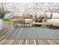 Vloerkleed voor buiten of voor balkon en terras in grijs diamant 200 x 280 cm | Tapijt geschikt voor In en Outdoor | Rechthoekig | Weer- en UV-bestendig Tuintapijt | Buitentapijt | CALGARY kleed by The Carpet