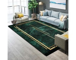 Vloerkleed Voor De Woonkamer - 120x160cm - Glad Flanel - Zacht - Antislip - Wasmachine Wasbaar - Laagpolig Glad Tapijt - Groen Modern Gemêleerd Designtapijt - Kinderkamer - Slaapkamer