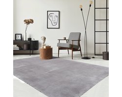 Vloerkleed voor woonkamer of slaapkamer in grijs 160x230 cm | Modern en zacht kortpolig tapijt | Rechthoekig | Antislip onderkant | Wasbaar tot 30 Graden | Rug for bedroom or living room | RELAX kleed by The Carpet