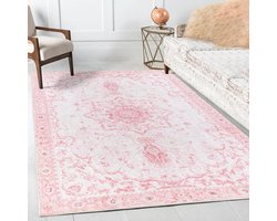 Vloerkleed Woonkamer - Decoratief Tapijt - Interieur Decoratie - Laagpolig Onderhoudsvriendelijk - 200 x 300 cm - Roze