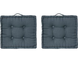 Vloerkussen 40 x 40 cm Tiago Donkerblauw - 2 Stuks