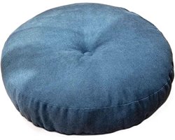 Vloerkussen, futon, rond, katoen en linnen, tatami, balkonkussens, vloerkussen, verdikt meditatiestoelkussen (blauw, rond 42 cm)