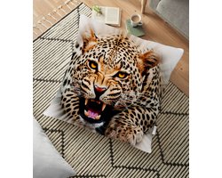 Vloerkussen met Kussenhoesje - Luipaard - 70x70 cm - Binnenkussen met Kussenhoes - Sierkussenhoes