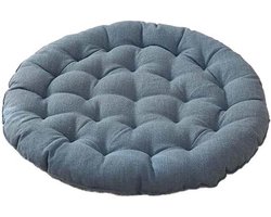 Vloerkussen - Zitkussen Rond - Ontspannen Zitten - Versterkte Stiksels - 100 cm - Blauw