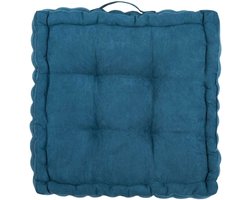Vloerkussen - Zitkussen - Steun en Comfort - PP katoen - Binnen Zitkussen - Loungekussens - Vierkante Zitkussen voor Stoelen - Geschikt voor binnen en buiten - 42x42 cm - Blauw