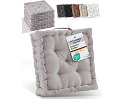 Vloerkussens Set - Zitkussens Katoen - Comfortabel Zitten - Praktische Draaglus - 40x40cm 8cm Dik - Taupe
