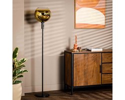 Vloerlamp 1-Lichts Goud - Glas - 30x30x180cm - Vloerlamp Pitney - Giga Meubel