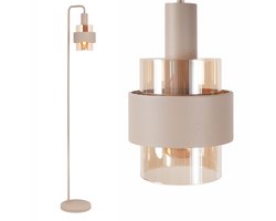 Vloerlamp | 14 cm | marrone | E27 | beige | glas en metaal | hotel chique modern landelijk romantisch