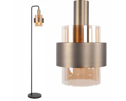 Vloerlamp | 14 cm | marrone | E27 | beige | glas metaal | hotel chique modern landelijk sfeerverlichting