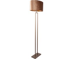 Vloerlamp | 160 cm | Monza ovale kap | E27 | brons bruin goud | metaal stof | decoratieve functionele landelijke lifestyle moderne romantische sfeerverlichting