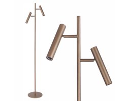 Vloerlamp | 23 cm | pierro | 2 lichts | LED | bruin | metaal | moderne design verlichting