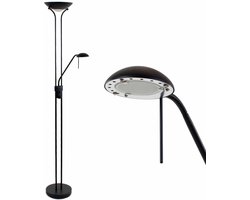 Vloerlamp | 25 cm | New Luna vloerlampen | 2 lichts | LED | zwart | glas metaal | moderne design functionele directe en indirecte verlichting