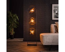Vloerlamp 3-Lichts - Metaal Zwart - 36x22x160cm Cosmos - Giga Meubel