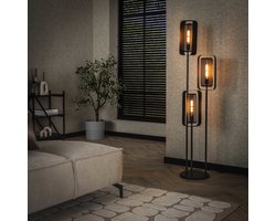 Vloerlamp 3-Lichts Rotate Mesh Artic Zwart - Giga Meubel