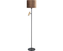Vloerlamp | 30 cm | trend | 2 lichts | E27 en GU10 | goud en zwart | metaal en stof | moderne accentverlichting