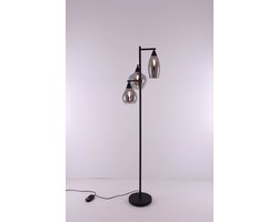 Vloerlamp 3lichts smoke rookglas