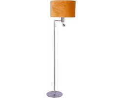 Vloerlamp | 40 cm | vloerlampen met kap | 2 lichts | E27 | geel staal | metaal stof | modern landelijke romantische sfeer verlichting