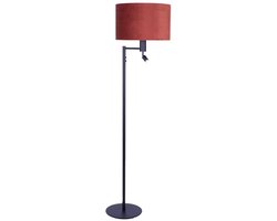 Vloerlamp | 40 cm | vloerlampen met kap | 2 lichts | E27 | goud koper zwart | metaal stof | modern functioneel sfeervol
