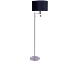 Vloerlamp | 40 cm | vloerlampen met kap | 2 lichts | E27 | goud staal | metaal stof | modern sfeer functioneel