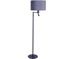 Vloerlamp | 40 cm | vloerlampen met kap | 2 lichts | E27 | grijs taupe zwart | metaal stof | moderne decoratieve functionele verlichting