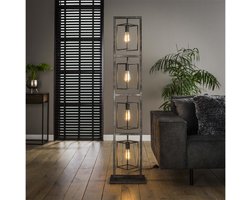 Vloerlamp 4L Cubic Tower in Oud Zilver Design - 34x24x160 cm - Sfeervolle Vloerlampen - Modern Interieur - Elegante Afwerking - 160 cm Hoog - Tijdloze Stijl