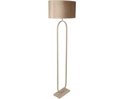 Vloerlamp | 50 cm | Verona beige - ovale kap | E27 | beige bruin creme | metaal stof | decoratieve functionele landelijke lifestyle moderne romantische sfeer verlichting