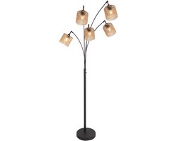 Vloerlamp - amberkleurig zwart - Ocre - glas metaal - booglamp - E14 - 4229ZW - Mexlite