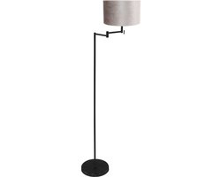 Vloerlamp Bella 3886ZW - Draaibaar - Zilver/zwart Metaal & Textiel - 154 cm Hoogte, 30 cm Diameter - Mexlite