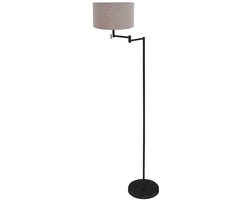 Vloerlamp Bella 3889ZW - 154 cm hoog, grijs linnen kap, trekschakelaar, trendy design, Mexlite - Metaal en textiel, draaibaar, voor binnen gebruik
