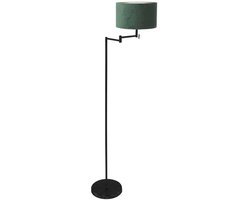 Vloerlamp Bella 3890ZW met groene fluweelachtige lampenkap, 154 cm hoog, 30 cm diameter – Mexlite, trendy ontwerp van metaal en textiel, uitklapbaar en draaibaar